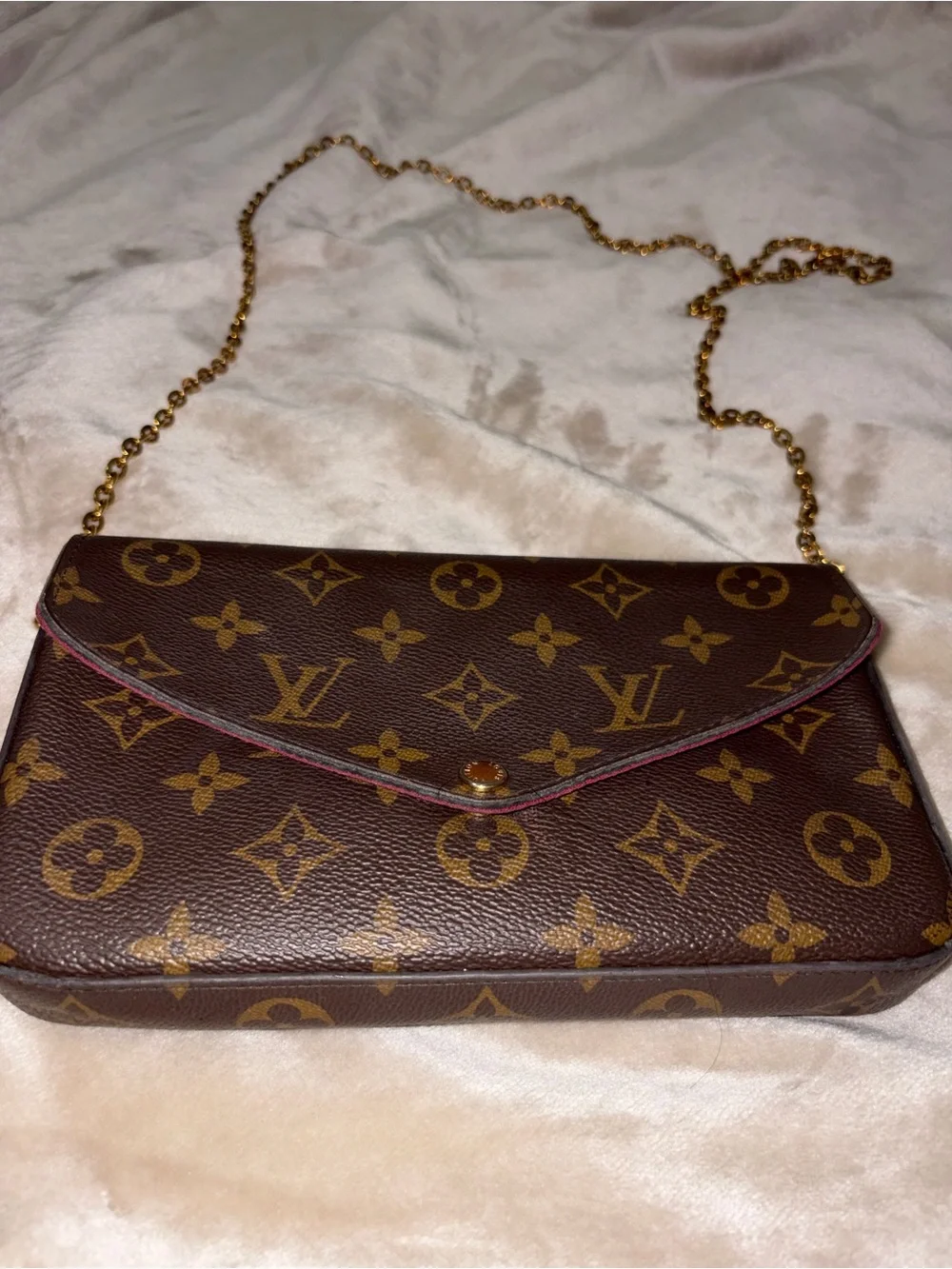 Louis Vuitton Monogram Canvas Envelope Crossbody in Brown and Gold